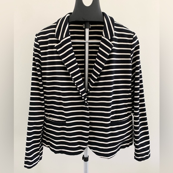 A New Day Horizontal Striped Cotton Blazer - Picture 1 of 9